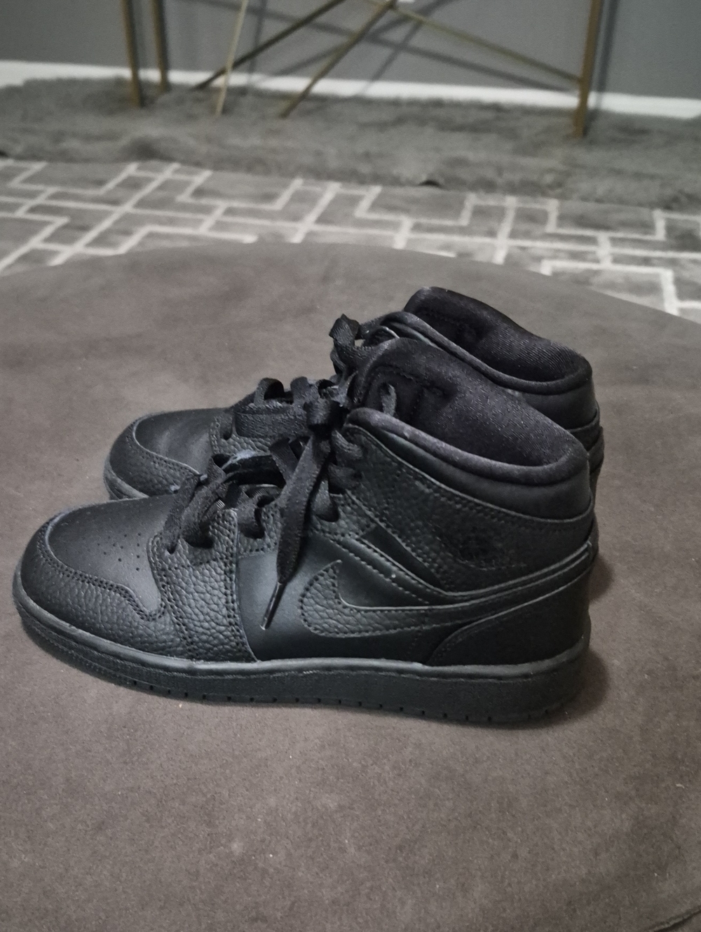 Kids Black High-Top Leather Sneakers